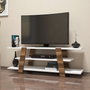 Hanah Home Soporte de TV Moderno Nórdico Nogal y Blanco - Montaje Pared, 120x42x33.6cm
